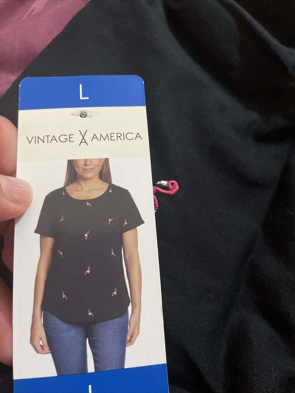 Vintage America Ladies' Short Sleeve Embroidered Tee